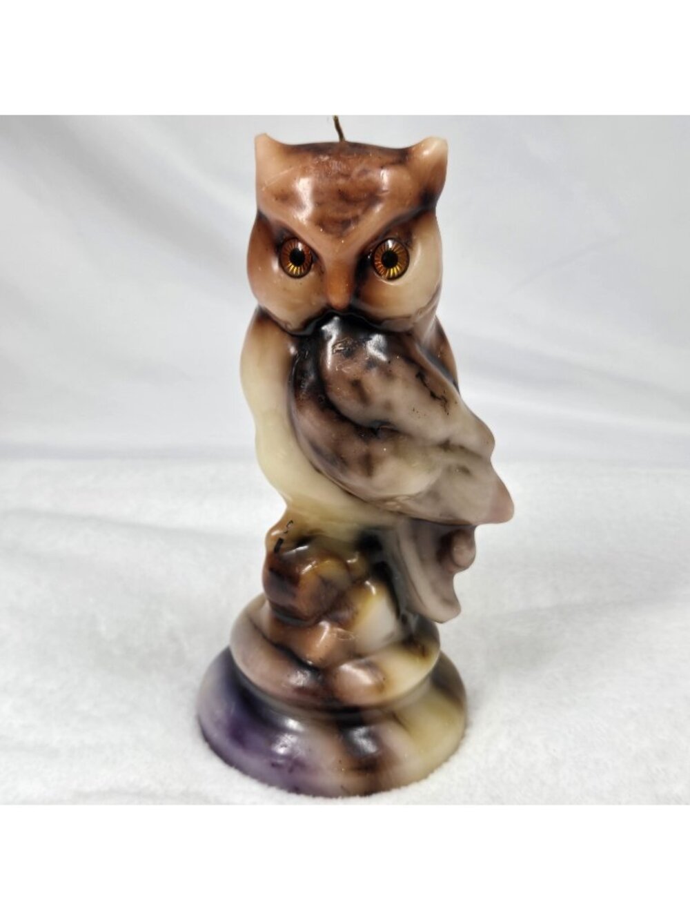 Vintage 1970’s Owl Wax Candle - Large 11” Excellent Condition Horned Owl Statue